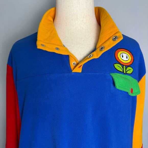 Nintendo Super Mario Icons Fleece Jacket Pullover Mens 3XL Color Block Box Lunch - Picture 1 of 15
